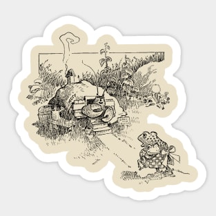 Visiting the Crab Doctor: A Delightful Frog Mom and Baby Journey in Cozy Cottagecore Sticker